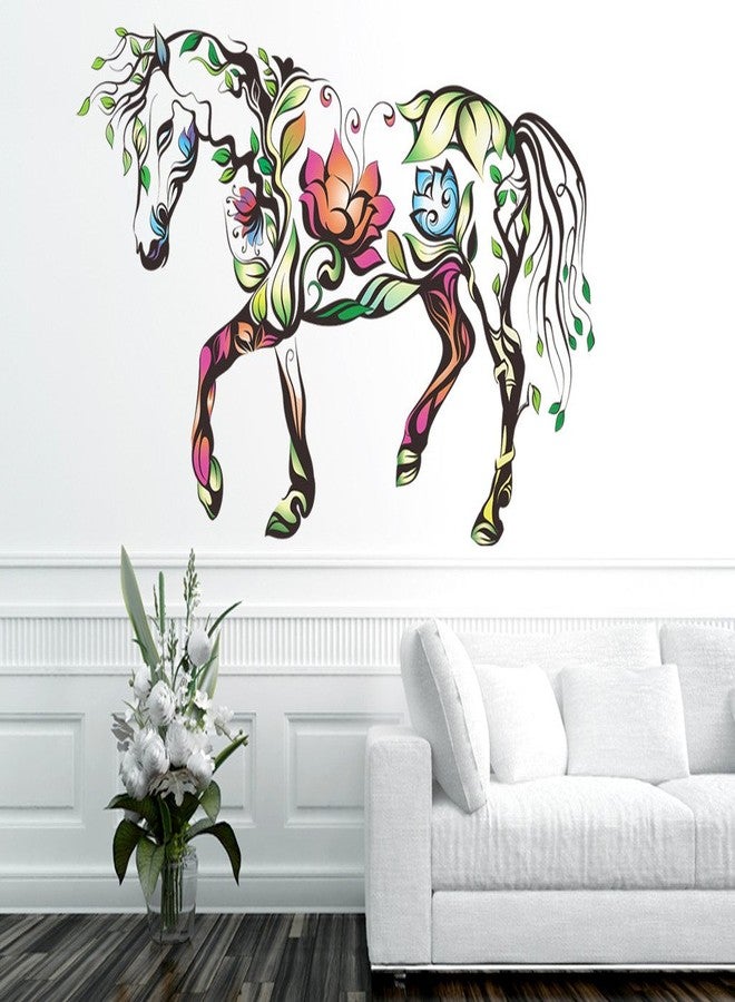 Wallstick ' Colour Full Horse ' Wall Sticker (Vinyl, 60 cm x 100 cm, Multicolor) - Image 1