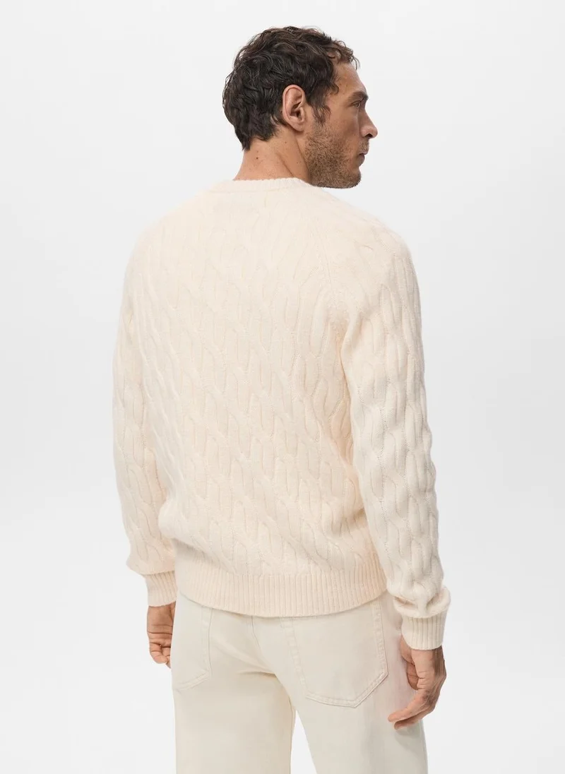 Mango Man Cable-knit sweater