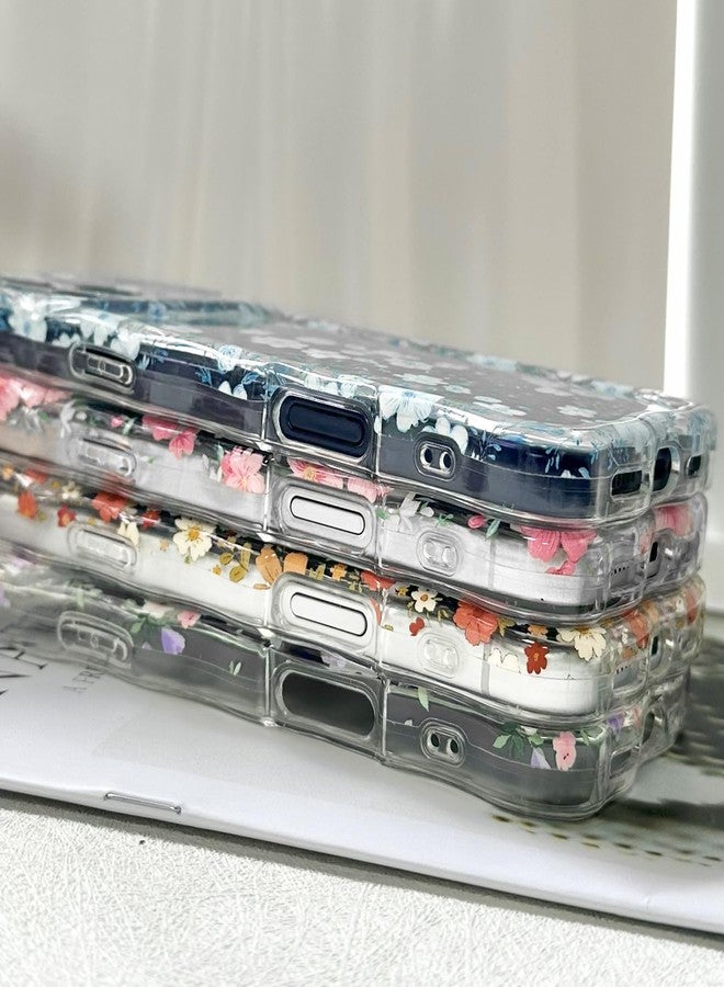 RALEAVO جراب RALEAVO مزين بالزهور لهاتف iPhone 17 Pro، جراب شفاف مزين بالزهور بتصميم مموج لطيف، غطاء مموج للبنات والسيدات، غطاء واقٍ ناعم ونحيف من مادة TPU مقاوم للصدمات لهاتف iPhone 17 Pro - زهرة زرقاء - Image 4