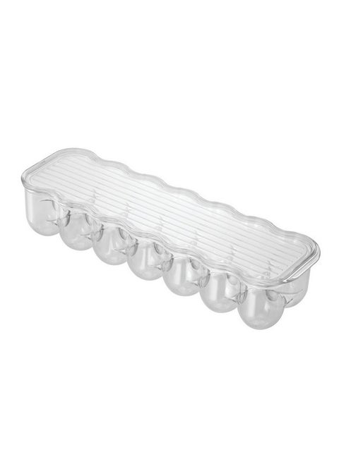 Idesign Plastic Egg Holder For Refrigerator With Handle And Lid Fridge Storage Organizer For Kitchen Holds Up To 14 4.25 X 14.5 X 3 Clear