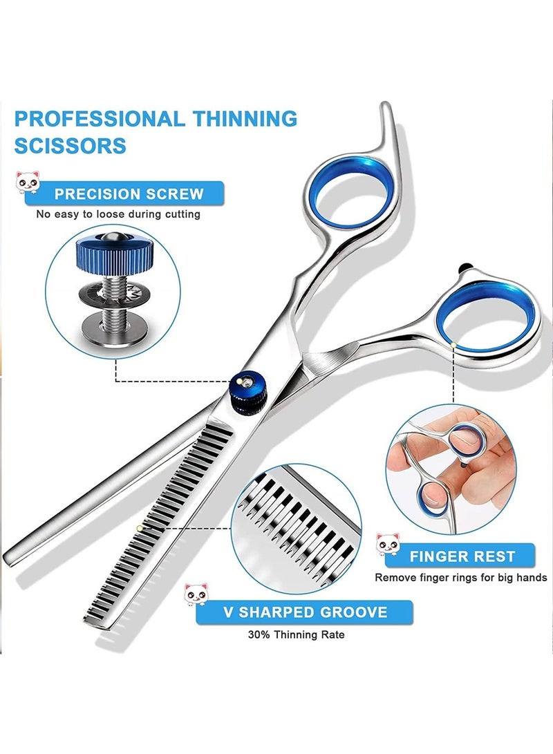 Dougez Dog Grooming Scissors with Safety Round Tip, 4 Pack Perfect Stainless Steel Up-Curved Grooming Scissors Thinning Cutting Shears with Pet Grooming Comb for Dogs and Cats - Image 3