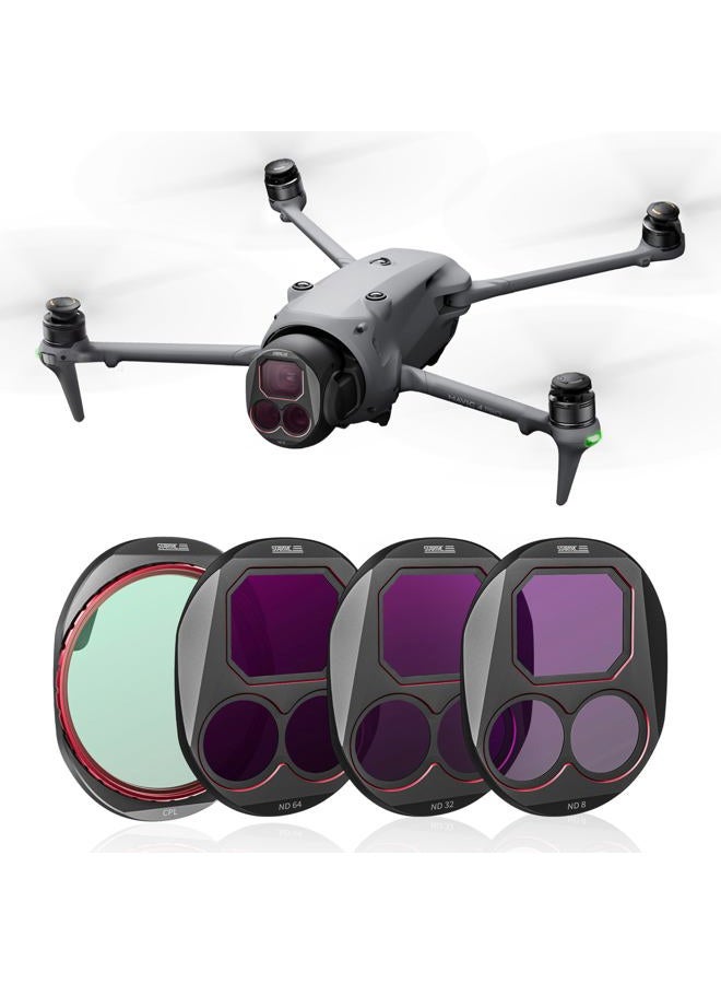 STARTRC ND/CPL Filter Set for DJI Mavic 4 Pro Accessories, 4 Pack Filters ND8/32/64/CPL Mavic 4 Pro Drone Lens Filters, Multi Coated HD Optical Glass/Aluminum Frame - Image 1