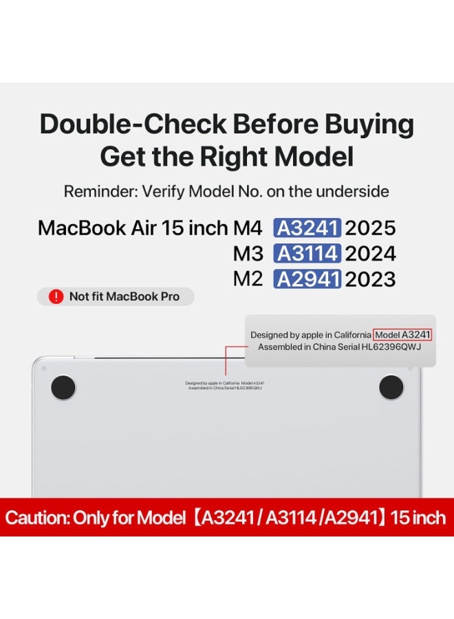 T I G O MacBook Air 15" Transparent Hard Shell Case with overheating protection for (M3 A3113  M2 A2681, 2025-2023) Clear Snap-On Cover with Stand, Impact & Scratch Protection, See-Through Apple Logo - Image 3