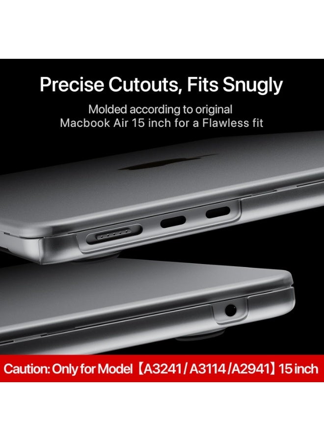 T I G O MacBook Air 15" Transparent Hard Shell Case with overheating protection for (M3 A3113  M2 A2681, 2025-2023) Clear Snap-On Cover with Stand, Impact & Scratch Protection, See-Through Apple Logo - Image 5