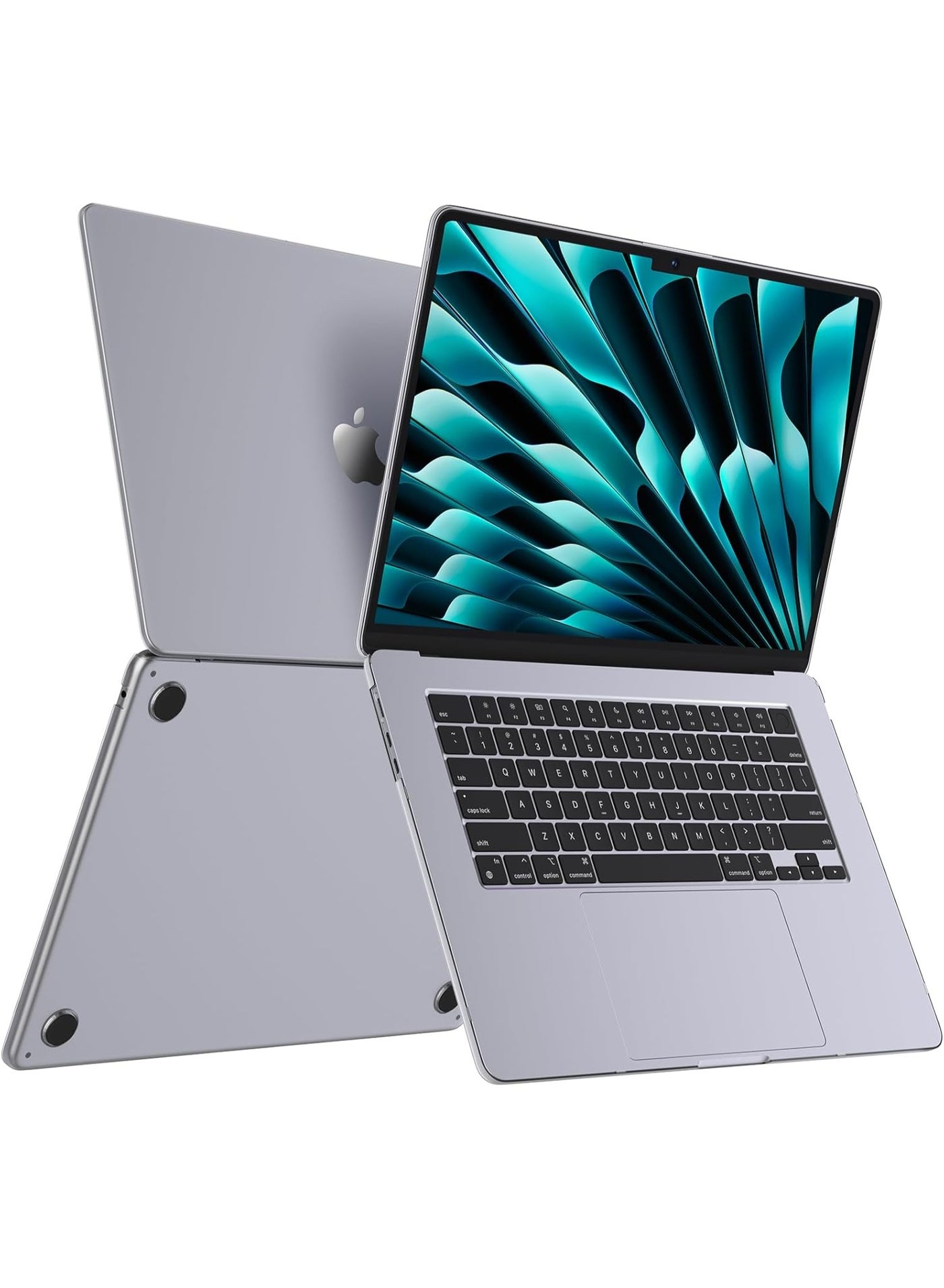 MacBook Air 15" Transparent Hard Shell Case with overheating protection for (M3 A3113 M2 A2681, 2025-2023) Clear Snap-On Cover with Stand, Impact & Scratch Protection, See-Through Apple Logo