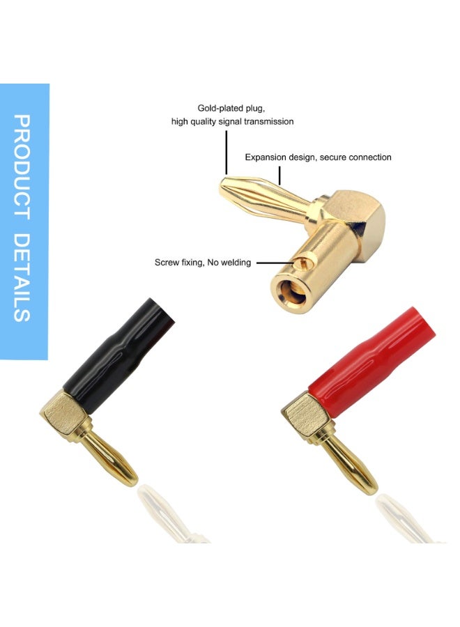 HEADVANA 4 Pcs Right Angle Banana Plugs,90 Degree 4mm 24K Gold Plated Dual Screw Locking Right Angle connectors - Image 3