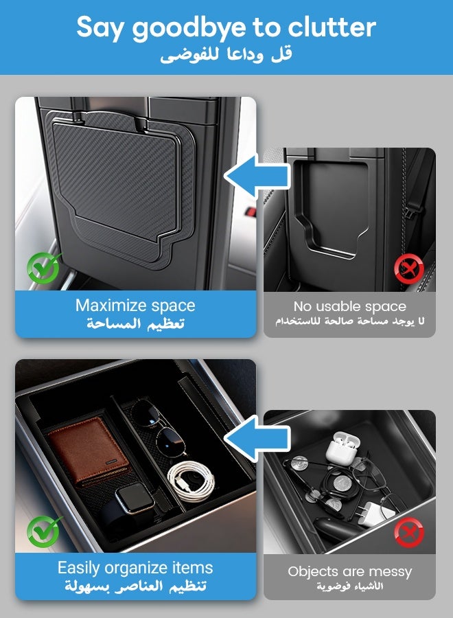 GEERTOP 5Pcs Center Console Organizer Set for Tesla Model Y Juniper & 2024 2025 Model 3 Highland,Center Storage Extra Storage Car Cup Holder Privacy Camera Cover,Durable and Easy to Install - Image 4