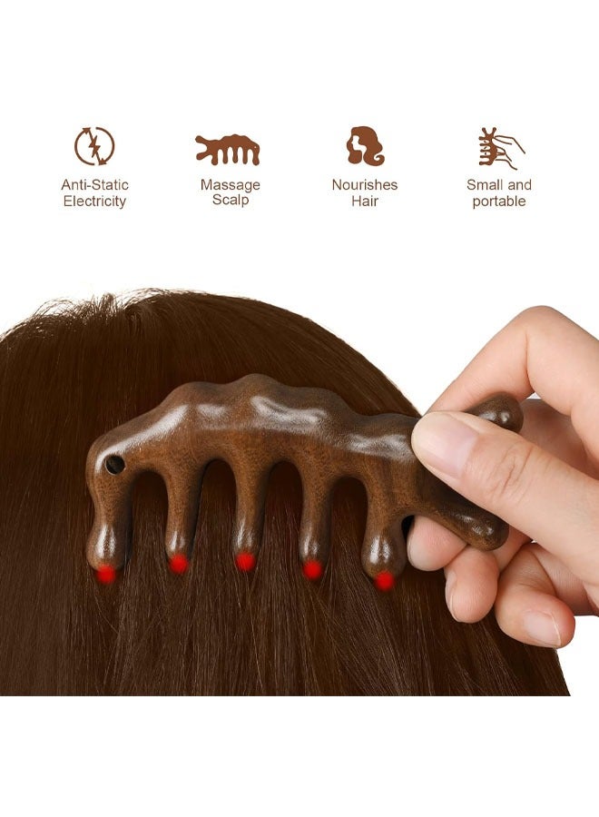 إسكدنيا مشط للشعر بأسنان واسعة من خشب الصندل لتدليك فروة الرأس للرجال والنساء، بيج - Image 2