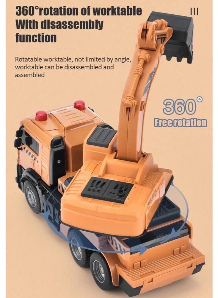 TIGER 2 in 1 Remote Control Transform Robot Car Excavator with One-Button Deformation, RC Transforming Construction Robot Toy for Kids Aged 8+ - Image 3