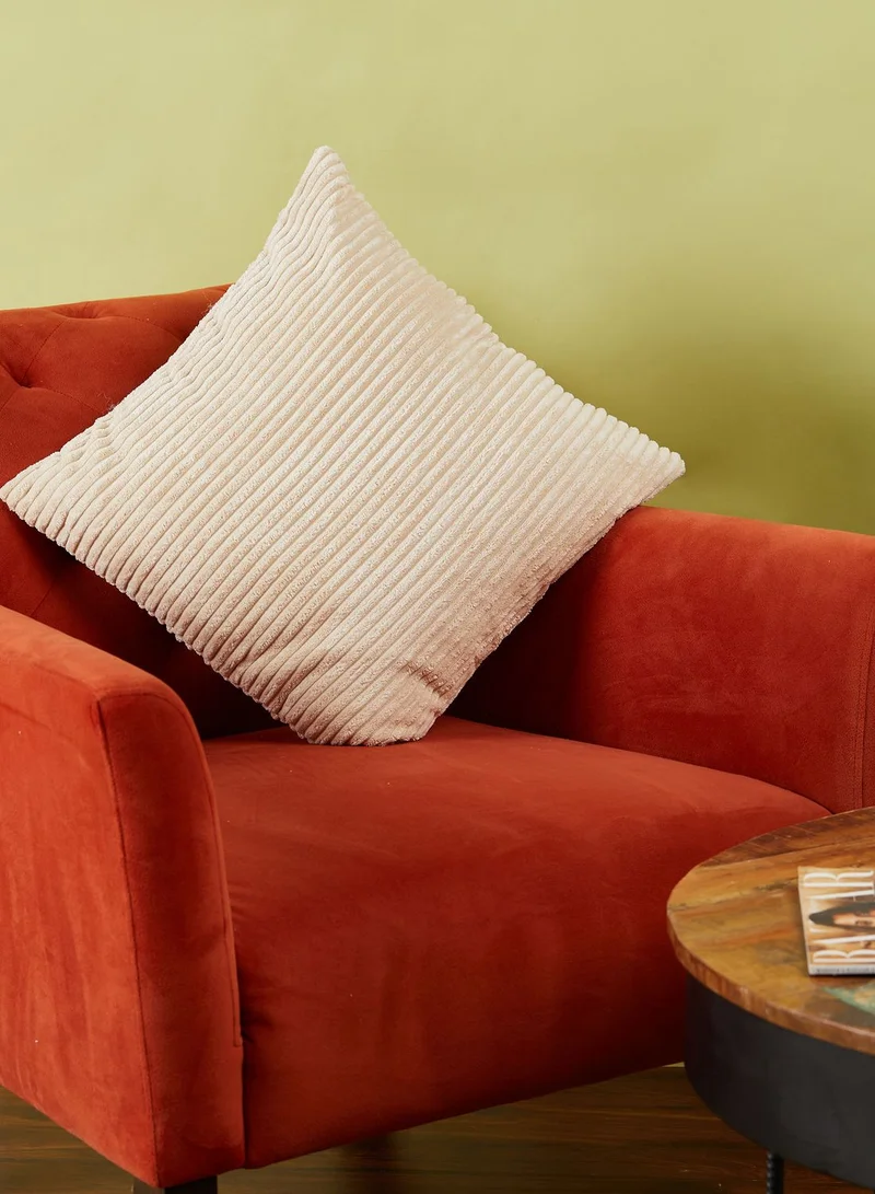Noire Edit Beige Ribbed Cushion With Insert 45X45Cm