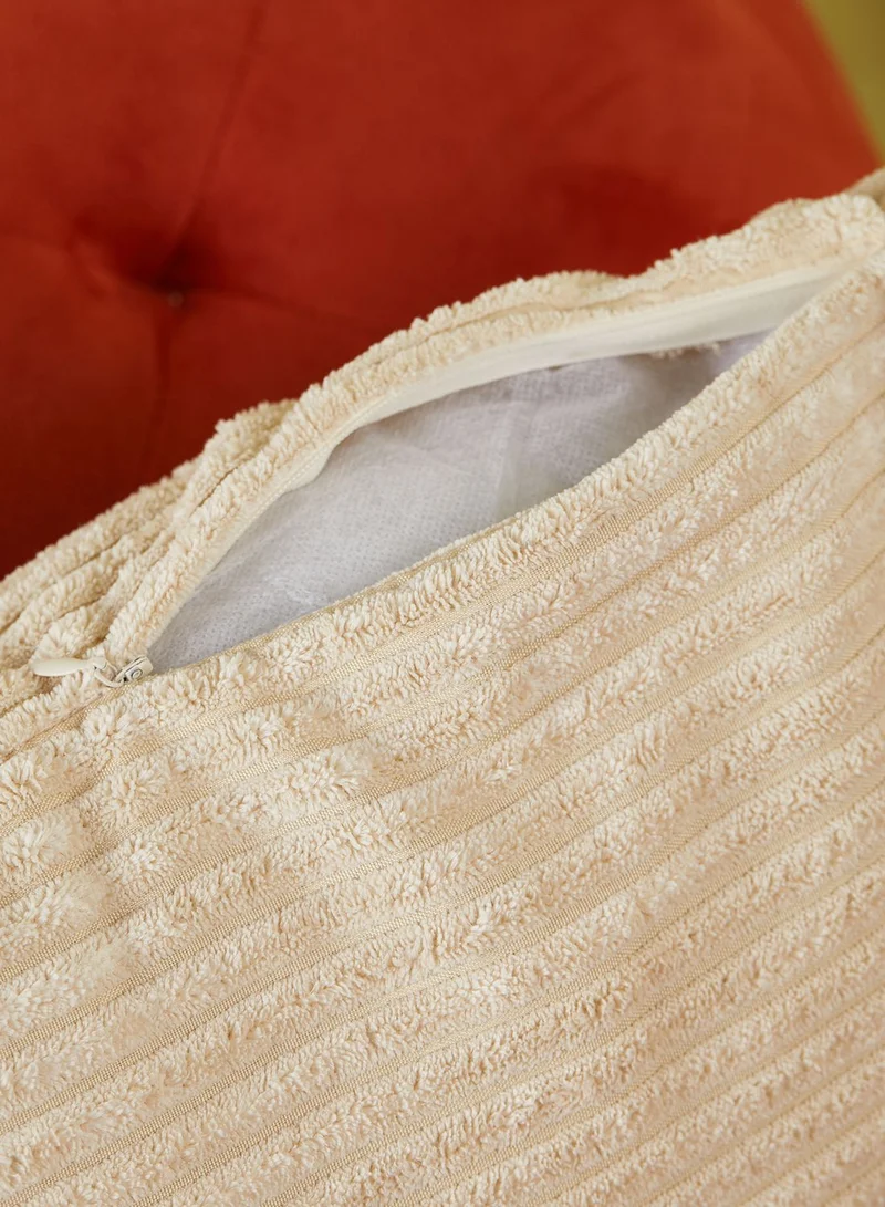 Noire Edit Beige Ribbed Cushion With Insert 45X45Cm