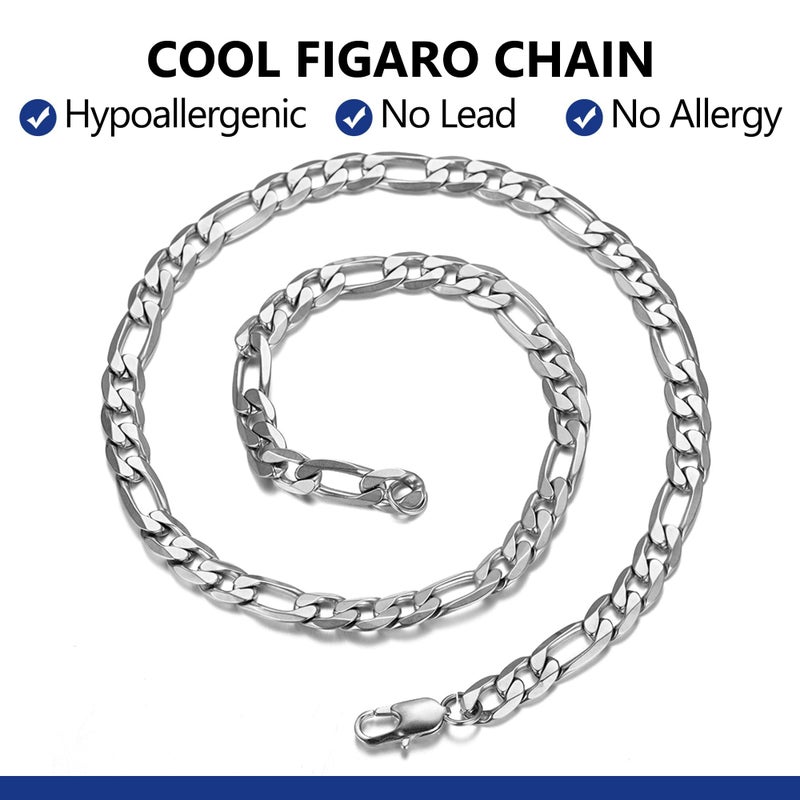 PROSTEEL Chain For Men Stainless Steel Necklaces Punky 30 Inch Long 9mm Figaro Link Chunky Thick Necklace - Image 5