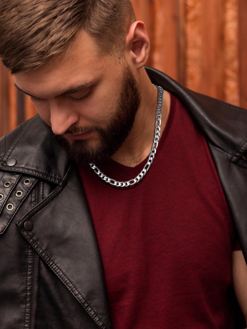 PROSTEEL Chain For Men Stainless Steel Necklaces Punky 30 Inch Long 9mm Figaro Link Chunky Thick Necklace - Image 3