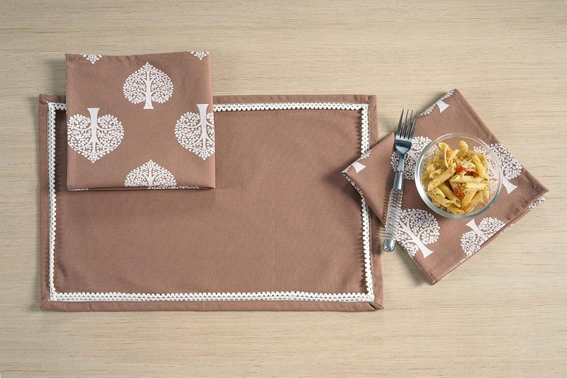 Swayam 100% Cotton Dinner Napkins 6pc Brown 16 X 16, Friendly Cotton Fabric, Machine Washable for Dinner, Can be use at Home, Café, Restaurant & Banquet - Image 2