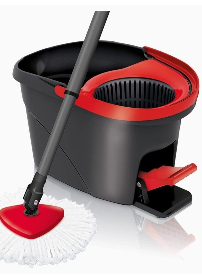 Rotary floor mop set for easy spinning and cleaning