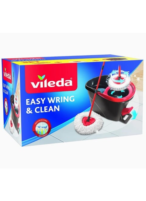 Rotary floor mop set for easy spinning and cleaning