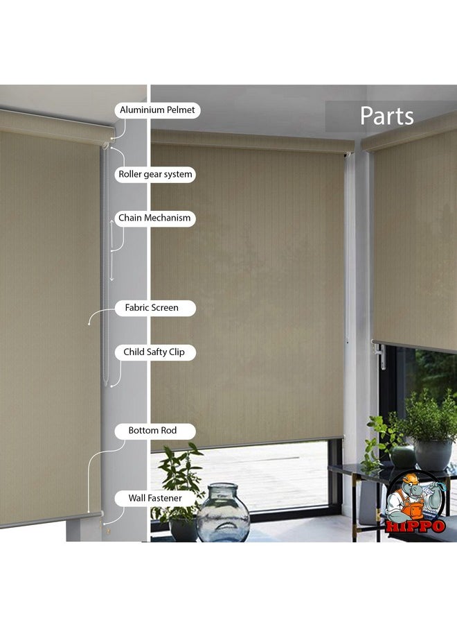 هيبو ستارة HIPPO Roller Blinds للظل الخارجي مصنوعة من مادة البولي إيثيلين عالي الكثافة مع حماية 95% من أشعة الشمس والأشعة فوق البنفسجية، وتصميم تدفق الهواء، وستائر شرفة قابلة للطي لتصفية الضوء (الصحراء الرملية، 4 أقدام × 7 أقدام)  - Image 3