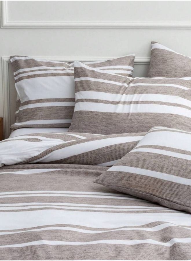 LUNA Home King Size 6 Piece Light Brown Striped Bedding Set  - Image 3