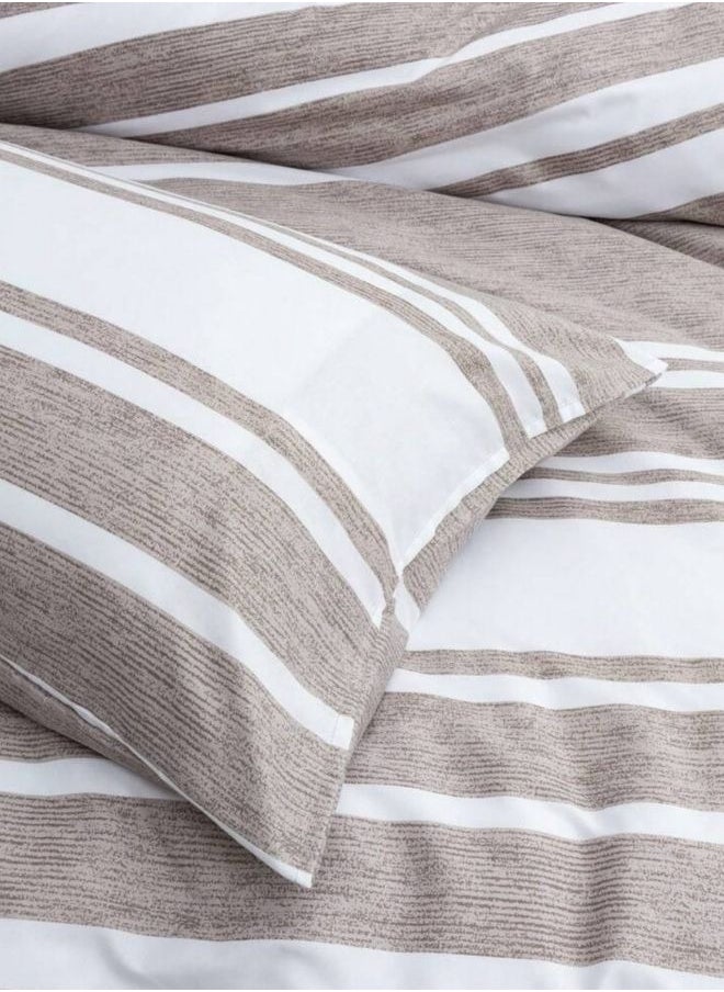 LUNA Home King Size 6 Piece Light Brown Striped Bedding Set  - Image 4