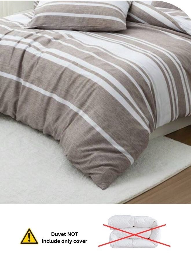 LUNA Home King Size 6 Piece Light Brown Striped Bedding Set  - Image 5
