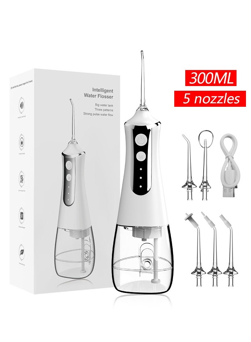 Water Dental Flosser Cordless for Teeth Cleaning - 4 Modes Oral Irrigator 300ML Braces Flossers Cleaner, Rechargeable Portable IPX7 Waterproof Powerful Battery for Travel Home - Image 1