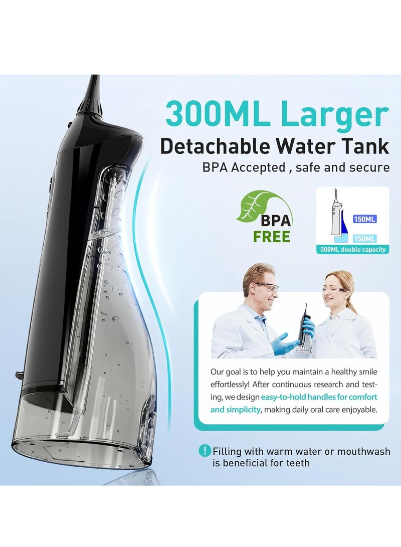 Water Dental Flosser Cordless for Teeth Cleaning - 4 Modes Oral Irrigator 300ML Braces Flossers Cleaner, Rechargeable Portable IPX7 Waterproof Powerful Battery for Travel Home - Image 3