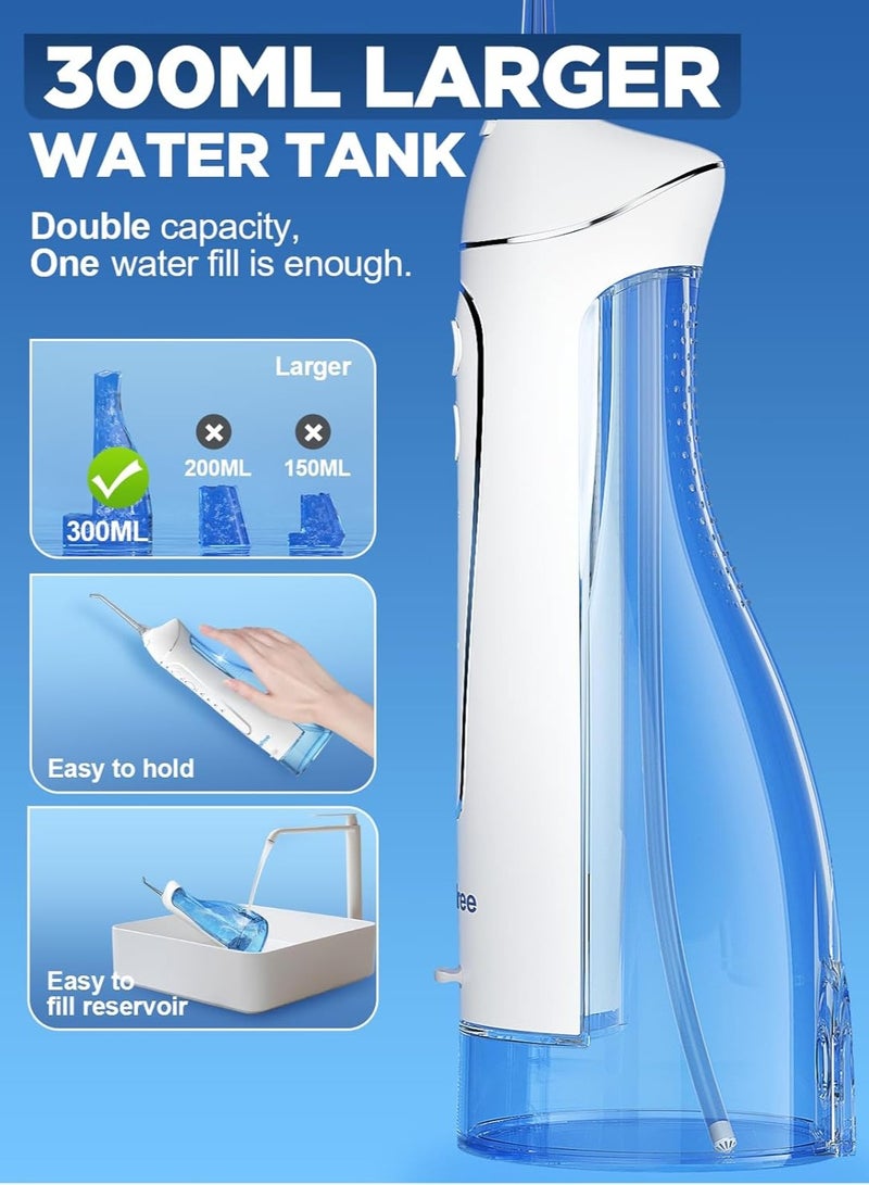 Water Dental Flosser Cordless for Teeth Cleaning - 4 Modes Oral Irrigator 300ML Braces Flossers Cleaner, Rechargeable Portable IPX7 Waterproof Powerful Battery for Travel Home - Image 5