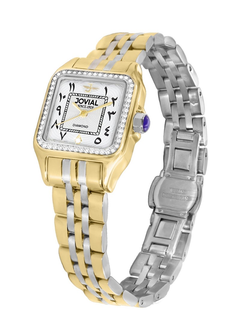 جوفيال ساعة جوفيال 5045LTMQ01DN النسائية المصنوعة من الفولاذ المقاوم للصدأ، مقاس 24 مم، مينا أبيض، أرقام عربية - Image 2