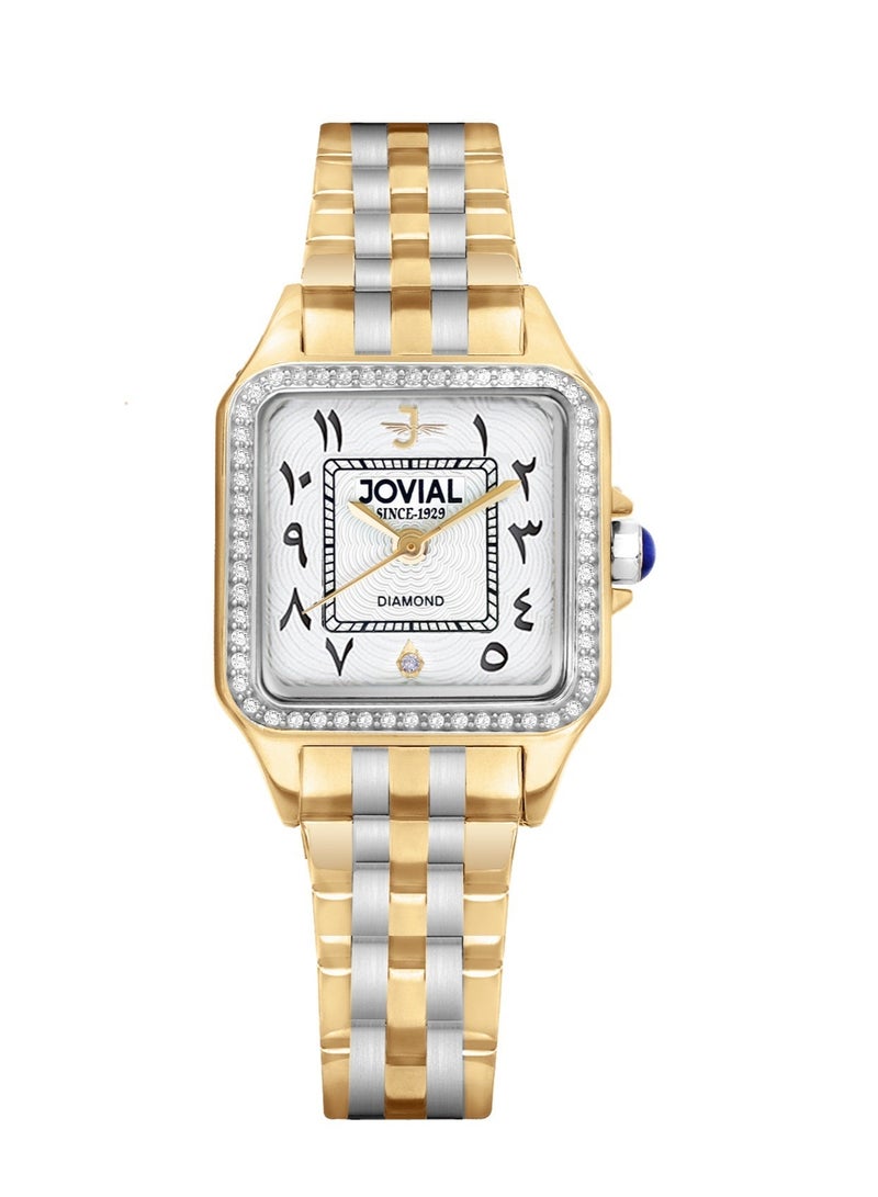 جوفيال ساعة جوفيال 5045LTMQ01DN النسائية المصنوعة من الفولاذ المقاوم للصدأ، مقاس 24 مم، مينا أبيض، أرقام عربية - Image 1