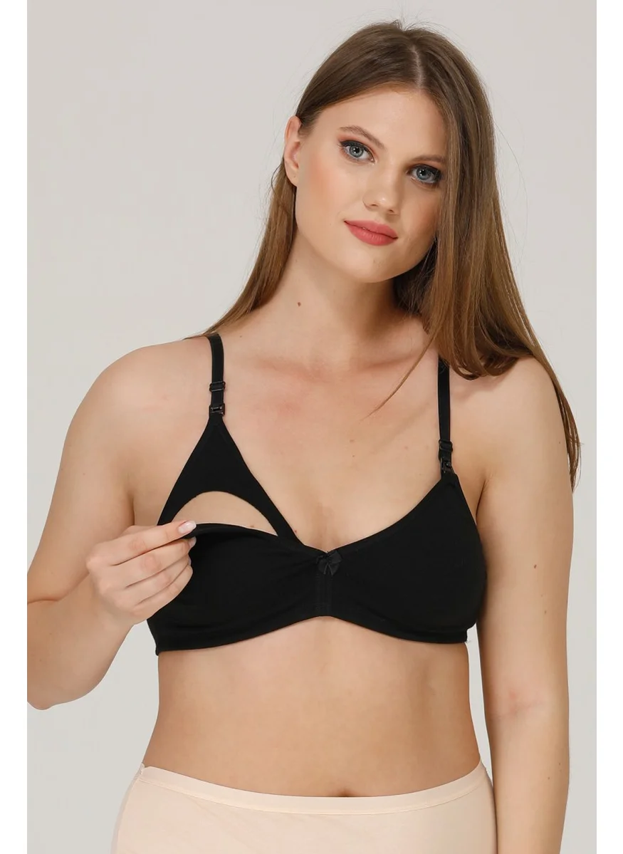 Par Lingerie Nursing Bra Unlined Combed Cotton Black