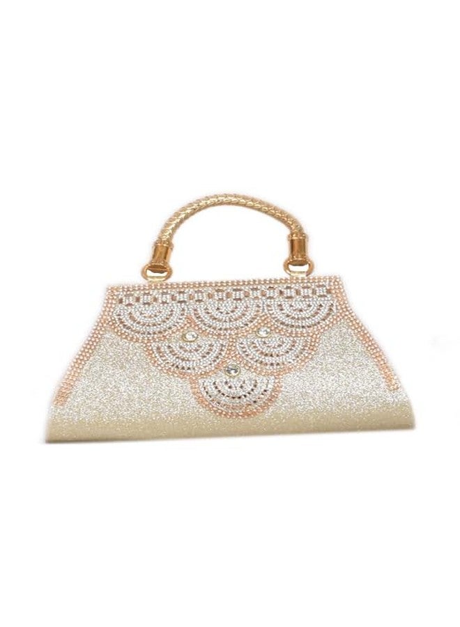 SuneshCreation Wedding Clutch for Ladies, Stylish Silk Fabric Purse for Women (Gold) - Image 2