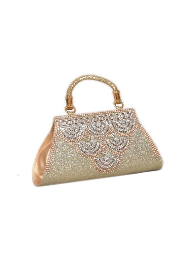 SuneshCreation Wedding Clutch for Ladies, Stylish Silk Fabric Purse for Women (Gold) - Image 4