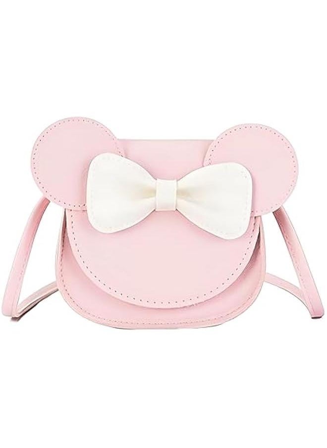 HOOKOR Little Girls Toddlers Mini Crossbody Shoulder Bag Coin Purse with Cute Mouse Ear Bowknot (Pink)  - Image 1