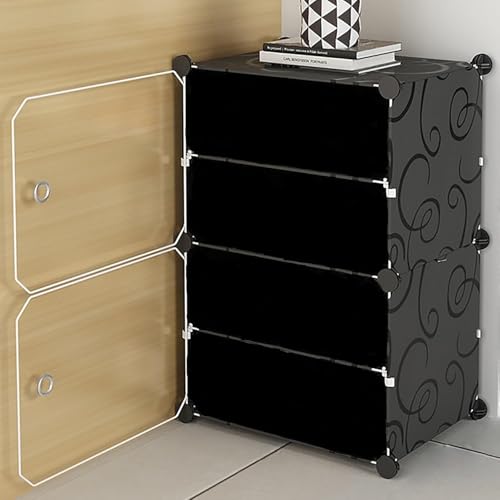 KRISHYAM® DIY Plastic Shoe Rack with Door Cover | 4 Layer Foldable Shoes Rack for Home | Dustproof Chappal & Slipper Stand | Multipurpose Organizer for Entryway & Bedroom(4 Shelves-2 Door (Black)) - Image 4
