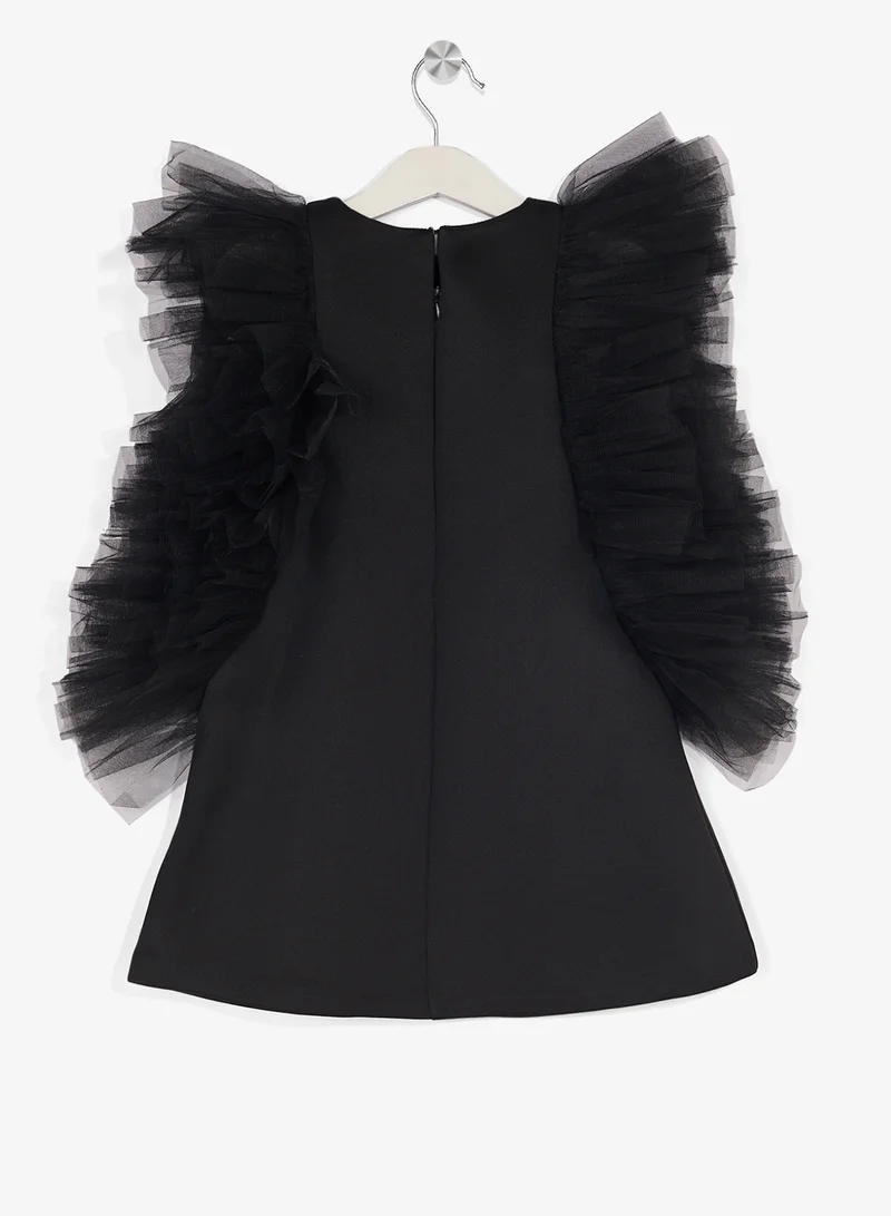 Little Golden Apple Little Ruffle Shoulder Dress