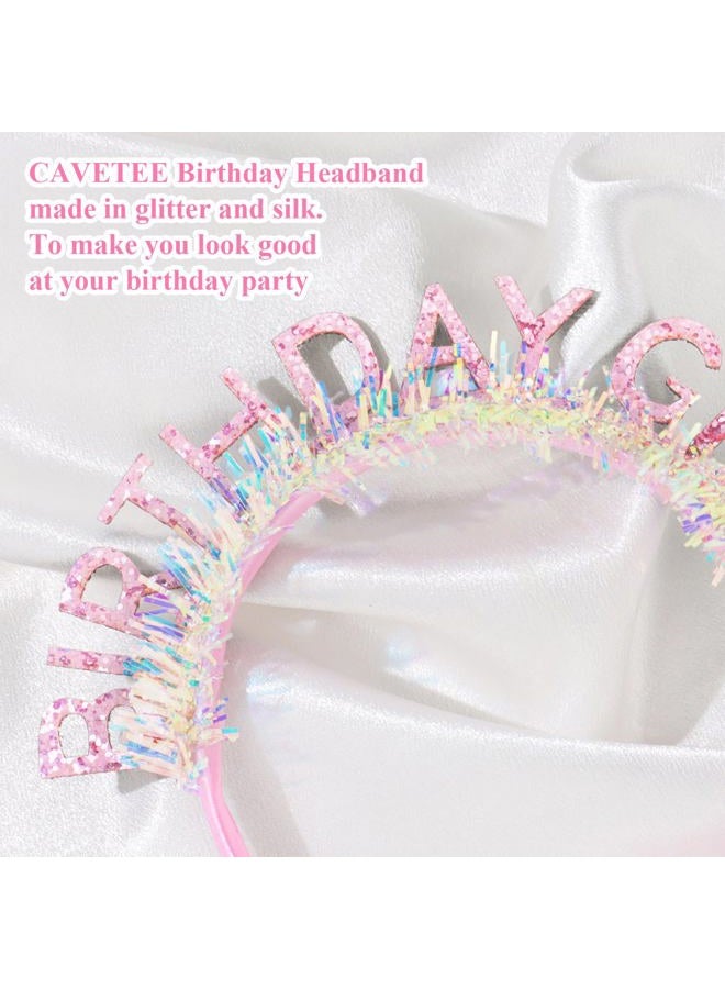 Cavetee Birthday Headband for Women and Girl, Happy Birthday Decorations Birthday Tiara and Crown for Women Birthday Gift (Pink) - Image 5
