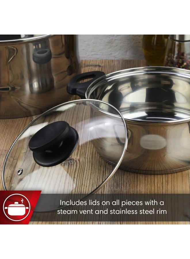 Magefesa Cookware set DELISS 7 Piece, include Stockpot, Dutch oven, Saucepan, Deep sauté, Stainless Steel, compatible with all types of kitchens, INDUCTION, easy Cleaning and Dishwasher safe - Image 4