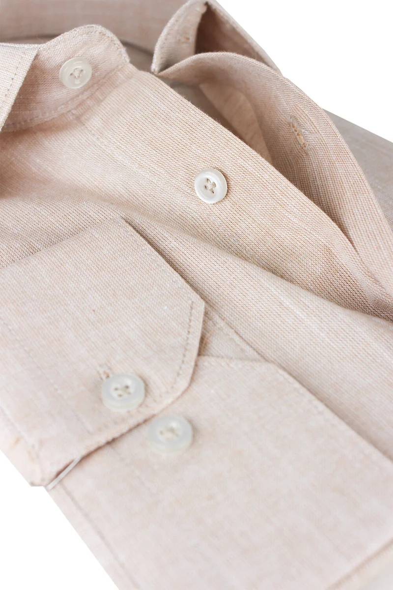 فاريتا Men's Yellow Long Sleeve Linen Effect Pocket Cotton Shirt