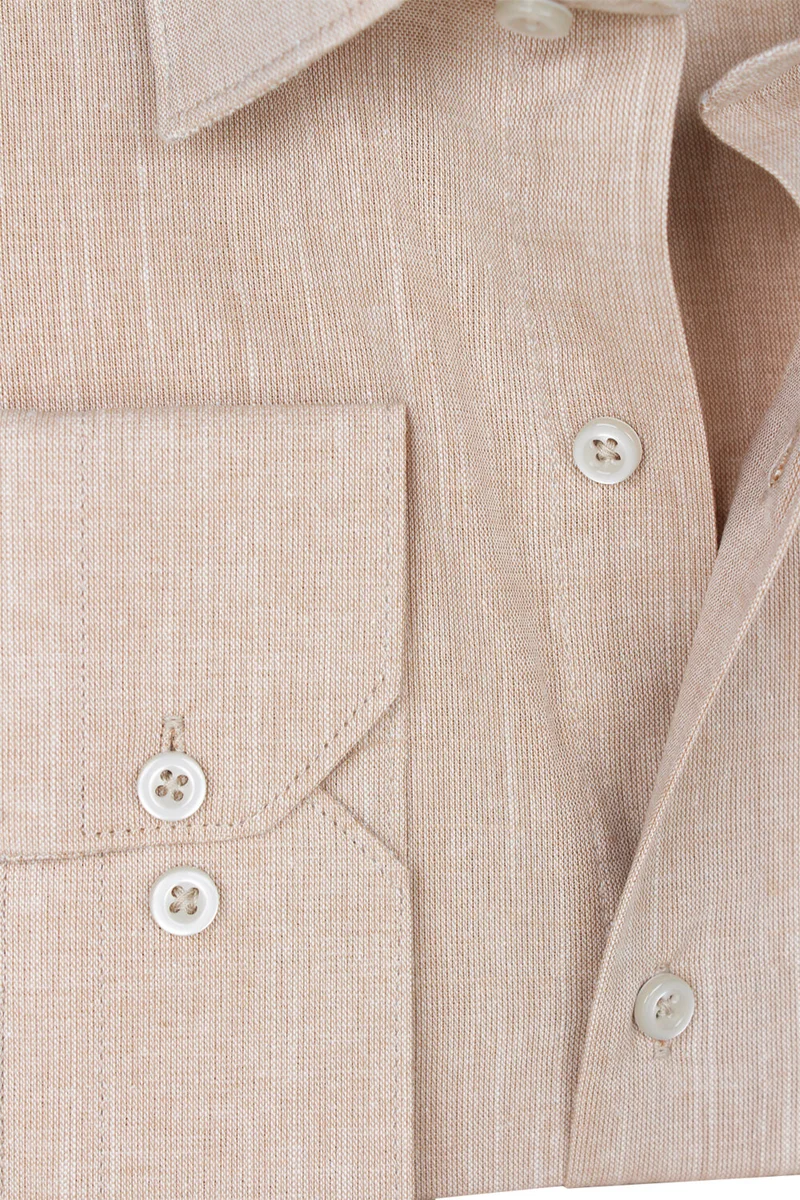 فاريتا Men's Yellow Long Sleeve Linen Effect Pocket Cotton Shirt