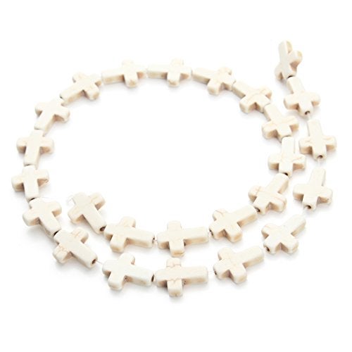 Linsoir Beads White Turquoise Cross Beads Loose Gemstone Religious Spacer Approx.24pcs/Strand 1.2CMX1.6CM - Image 1
