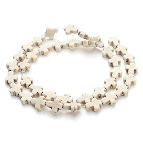 Linsoir Beads White Turquoise Cross Beads Loose Gemstone Religious Spacer Approx.24pcs/Strand 1.2CMX1.6CM - Image 2