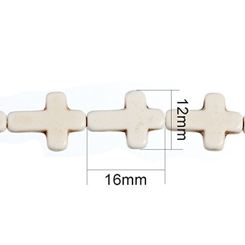 Linsoir Beads White Turquoise Cross Beads Loose Gemstone Religious Spacer Approx.24pcs/Strand 1.2CMX1.6CM - Image 4