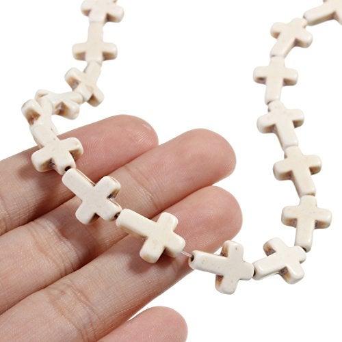 Linsoir Beads White Turquoise Cross Beads Loose Gemstone Religious Spacer Approx.24pcs/Strand 1.2CMX1.6CM - Image 5
