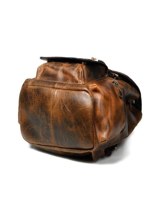MaheTri Vortex Leather Backpack Burnt Brown | Elegant Handcrafted Leather Backpack | Stylish & Spacious with Main Compartment & 3 Outside Pockets (Burnt Brown) - Image 5