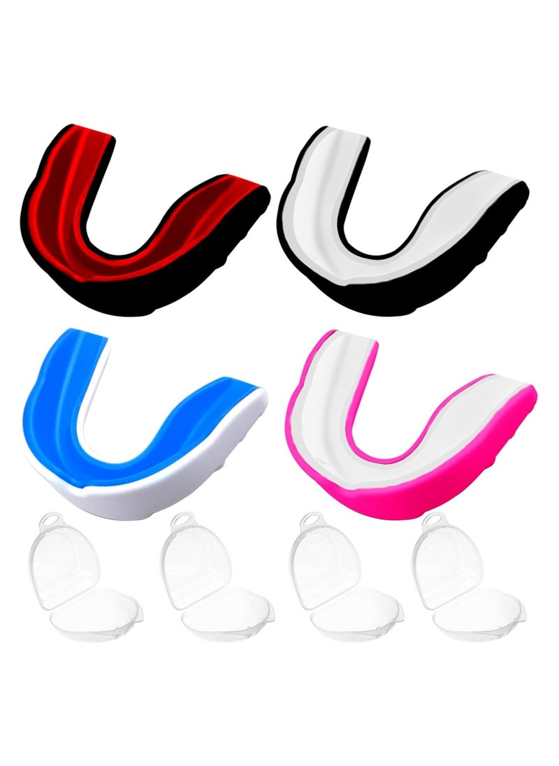 DELGREEN - 4 Pack EVA Mouthguards with Case, Sport Mouth Guards Mouthguard Gum Guard, Mouthguard Slim Fit for Boxing, Basketball, Hockey, Soccer - Image 1