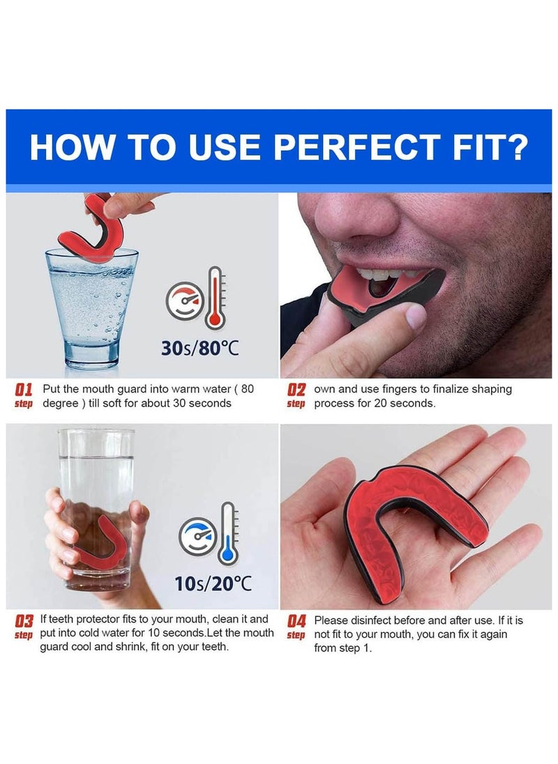 DELGREEN - 4 Pack EVA Mouthguards with Case, Sport Mouth Guards Mouthguard Gum Guard, Mouthguard Slim Fit for Boxing, Basketball, Hockey, Soccer - Image 1