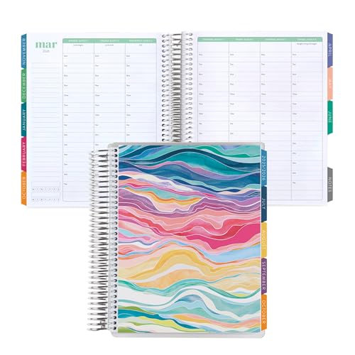 Erin Condren 12-Month Spiral Life Planner (Jul 2025 - Jun 2026), 7”x9” Weekly and Monthly Planner, 80 Lb. Text Weight Paper, Layers Colorful Covers, Hexagon Theme, Hourly Layout, Platinum Coil - Image 1