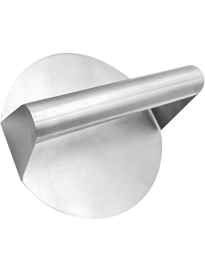 Stainless Steel Burger Press Heavy Duty Meat Smasher for BBQ Non Stick Easy Clean 14CM Silver - Image 1
