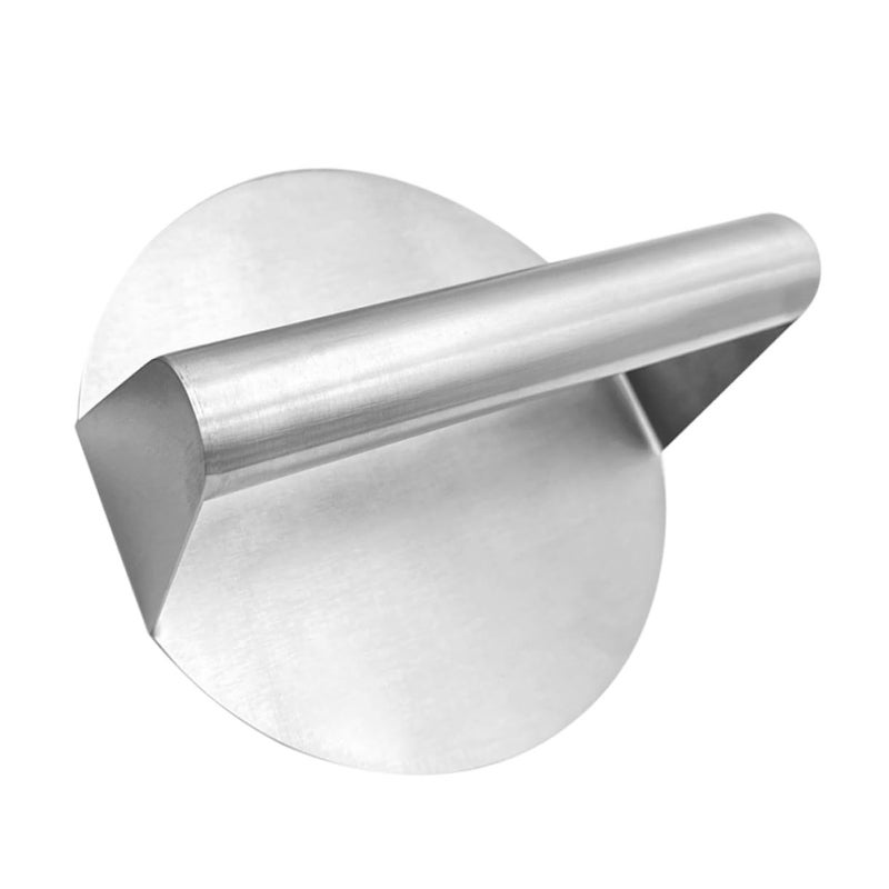 Stainless Steel Burger Press Heavy Duty Meat Smasher for BBQ Non Stick Easy Clean 14CM Silver - Image 2