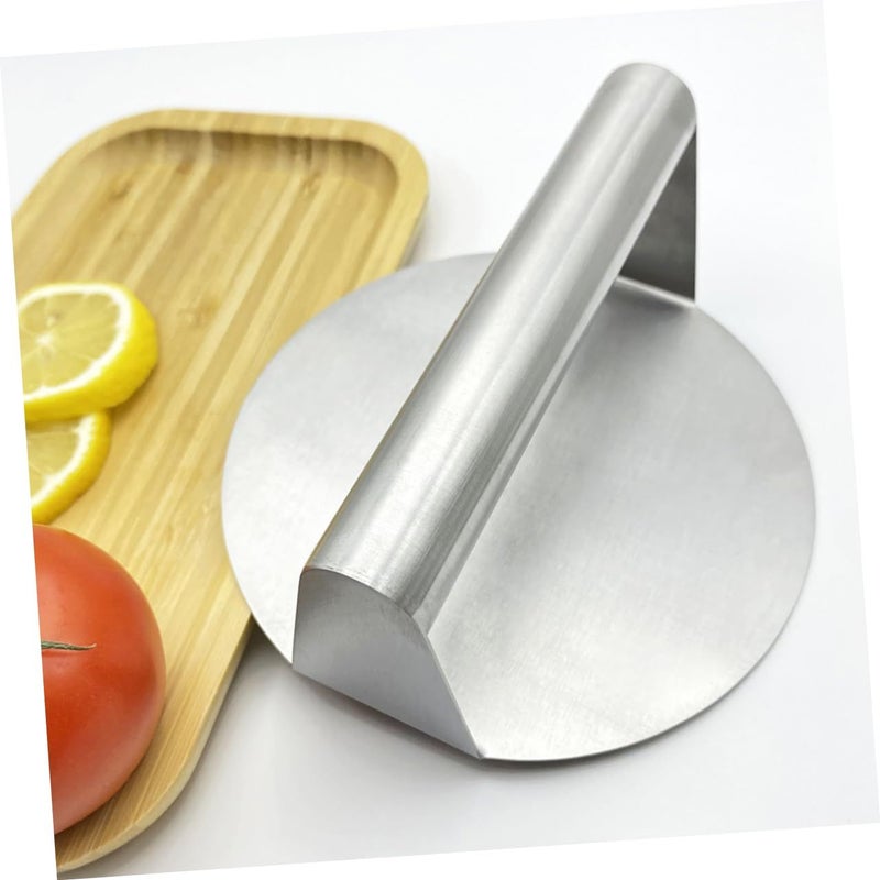 Stainless Steel Burger Press Heavy Duty Meat Smasher for BBQ Non Stick Easy Clean 14CM Silver - Image 5
